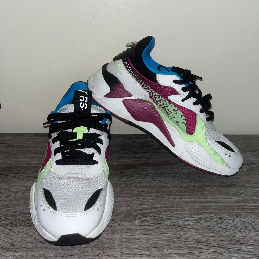 Puma RS X Running System Sneakers White‎ Blue Pink Neon Men's 9.5